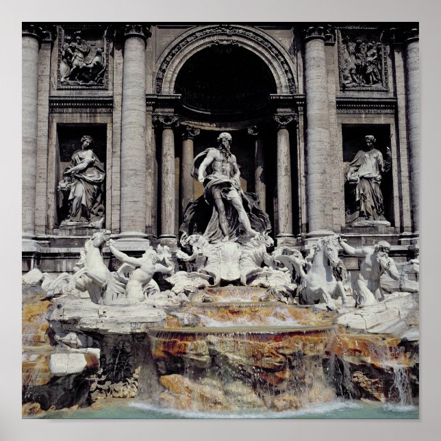 Póster Trevi Fountain, construída entre 1732 e 62 (Frente)