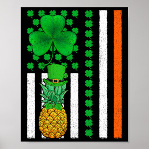 Poster Trevo Bandeira Irlandesa Americana Abacaxi Fruta D