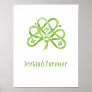 Poster Trevo de Aquarela Verde Celta