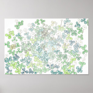Poster Trevo de quatro folhas e trevo branco/つ 葉 の 四 ク