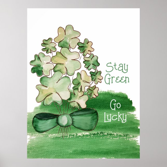 Poster Trevo de Shamrock Aquarela (Frente)