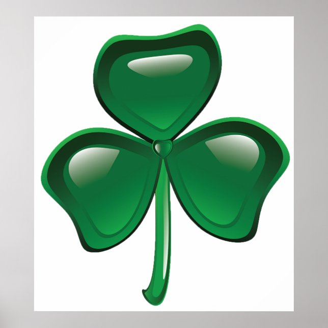 Poster Trevo de Três Folhas Shamrock Verde (Frente)