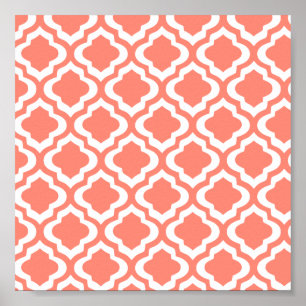 Poster Trevo marroquino coral elegante de Quatrefoil da