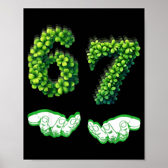 Poster Trevo Número Lucky 67 Cômico Trevo Verde St Pat (Frente)