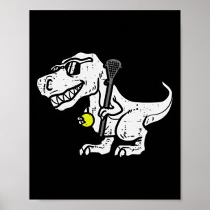 Poster Trex Dinosaur Lacrosse Jogador de Lax Engraçado Go