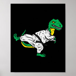 Poster Trex Karatê Taekwondo Faixa Preta Dinossauro Engra