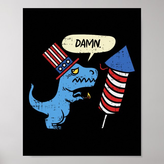 Poster Trex Short Hands Firecracker Funny Fireworks 4th O (Frente)