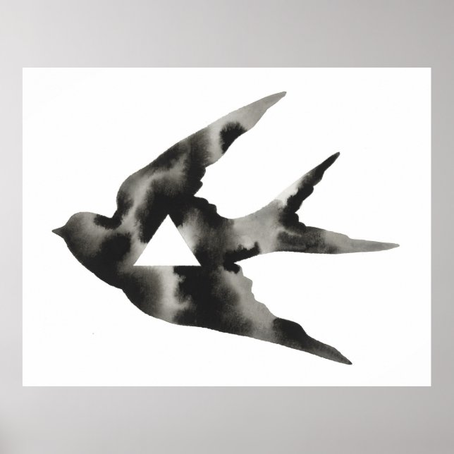 Póster Triângulo com aves sobressalentes geométricas Pret (Frente)