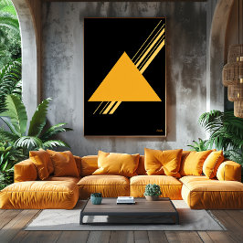 Poster Triângulo Dourado Design Minimalista Bauhaus