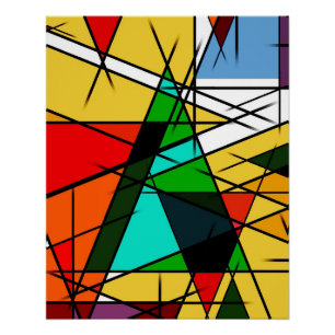 Póster Triângulo Moderno Colorido Geométrico