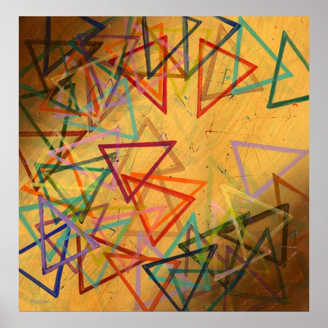 Poster Triângulos, Abstrato, Geométricos - (Frente)