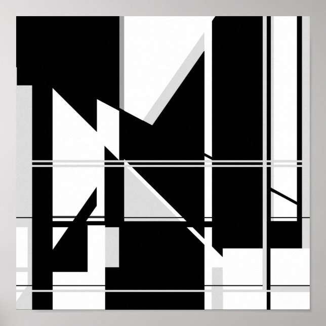 Poster Triângulos brancos pretos na Design do Labirinto A (Frente)