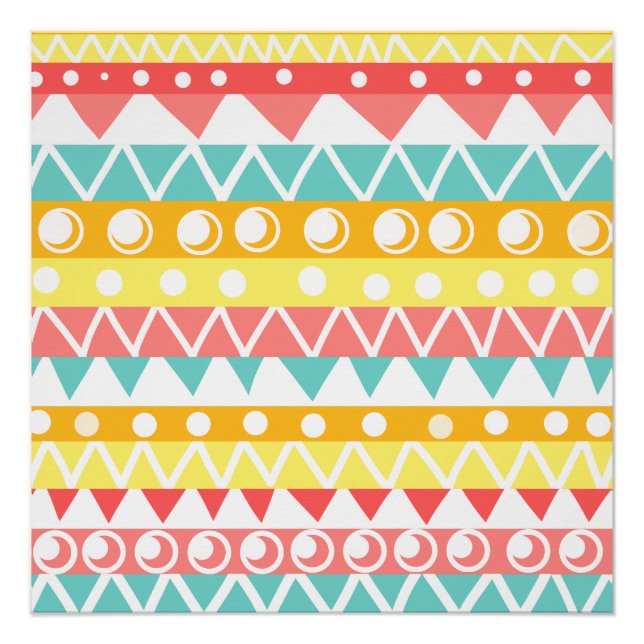 Póster Triângulos E Círculos Coloridos (Frente)
