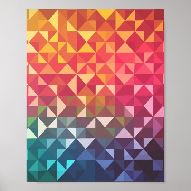 Poster Triângulos Geométricos Coloridos (Frente)