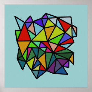 Póster triângulos geométricos coloridos da arte