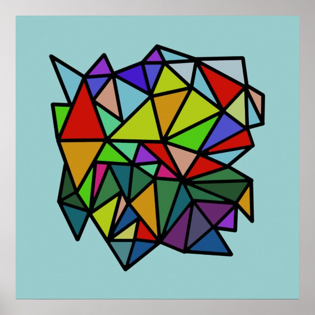 Póster triângulos geométricos coloridos da arte (Frente)