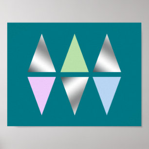 Poster triângulos geométricos da prata clara elegante d