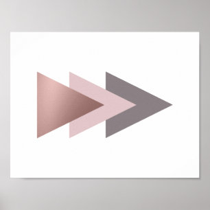 Póster triângulos geométricos elegantes de folha rosa de 