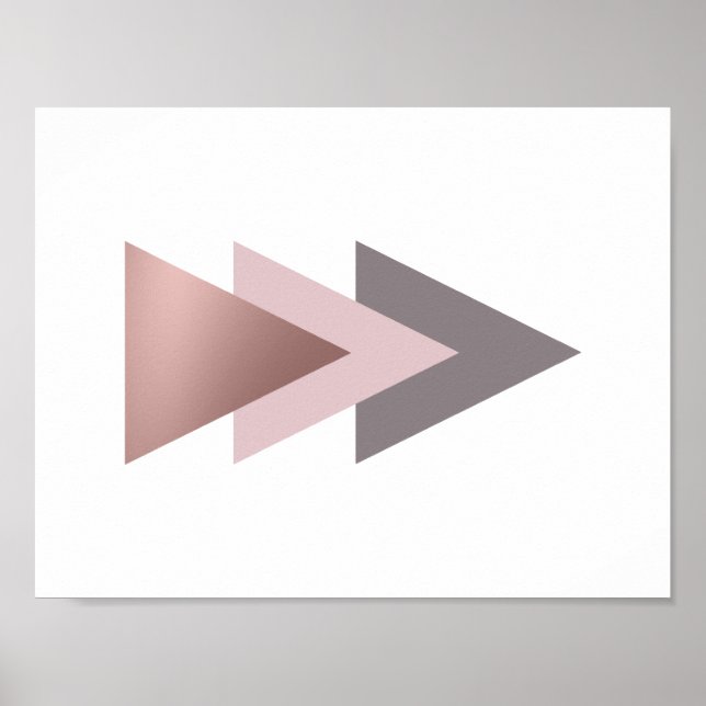 Póster triângulos geométricos elegantes de folha rosa de  (Frente)