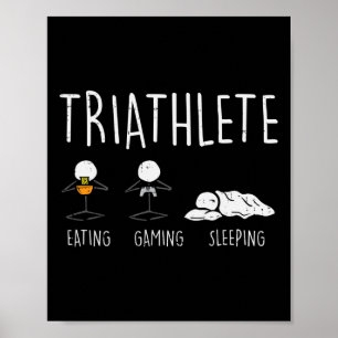 Poster Triathlete Stickman Coma Vídeo Jogo Dorme Gam Engr