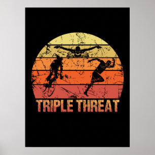 Poster Triathlon Triple Threat Vintage