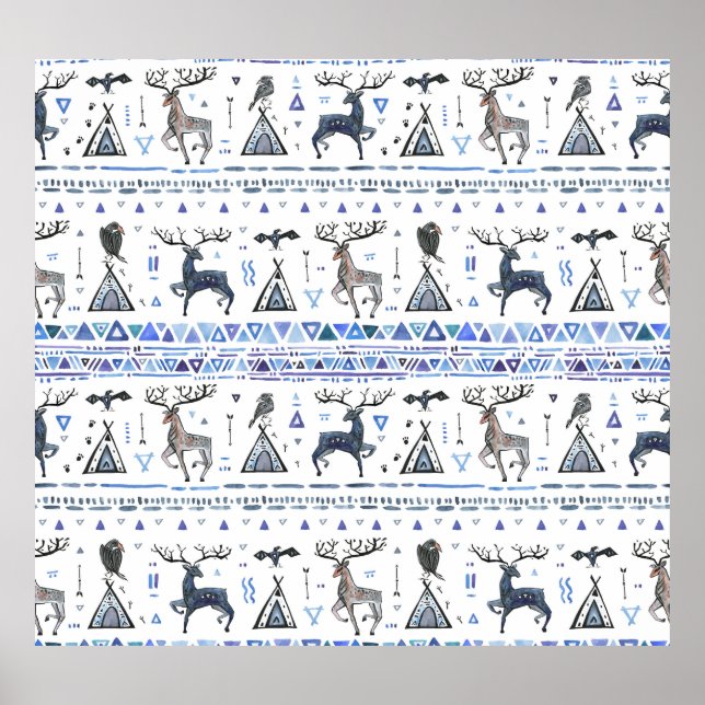 Poster Tribal, animais sonham, sem problemas. (Frente)