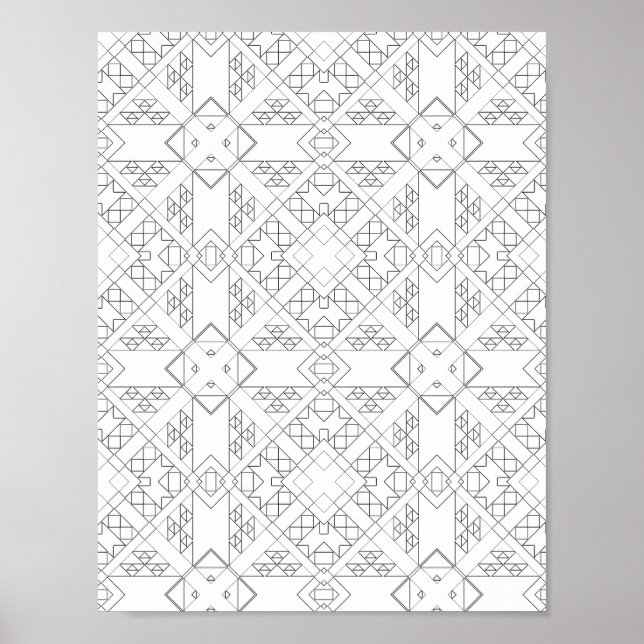 Poster Tribal Diamond Grid Coloring Page Pattern Design (Frente)