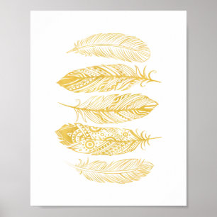 Poster tribal do impressão da pena amarela da
