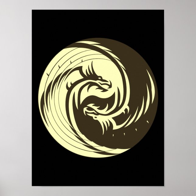 Póster Tribal Dragões Yin Yang (Personalize-o!) (Frente)