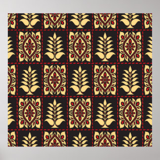 Poster Tribal Floral: Elegância de Padrão Vintage