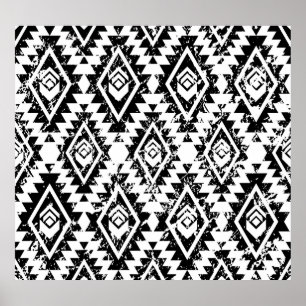 Poster Tribal Navajo: geometria branca negra.