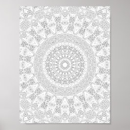 Poster Tribal Starburst Coloring Page Pattern Artwork