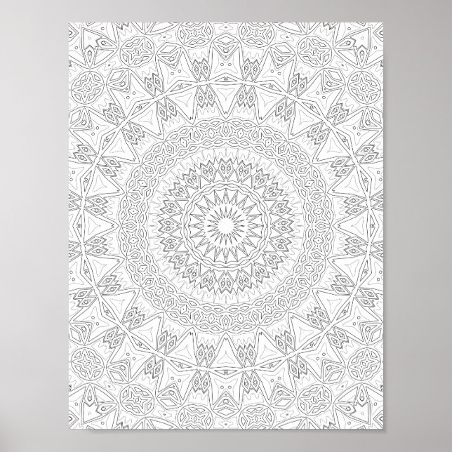 Poster Tribal Starburst Coloring Page Pattern Artwork (Frente)