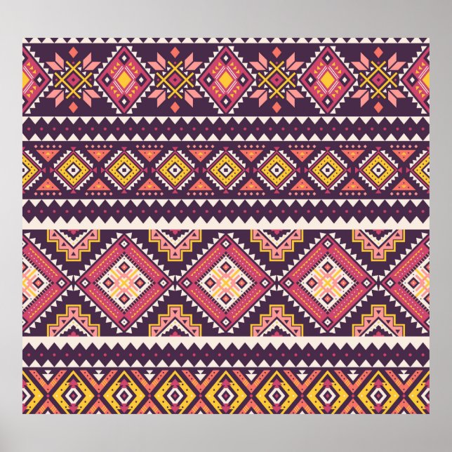 Poster Tribal striped, padrão geométrico sem costura. (Frente)