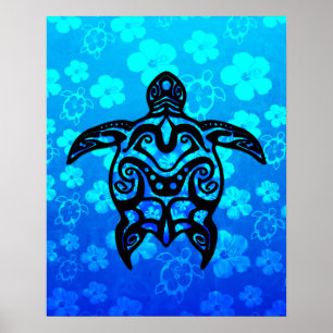 Póster Tribal Turtle Hibiscus