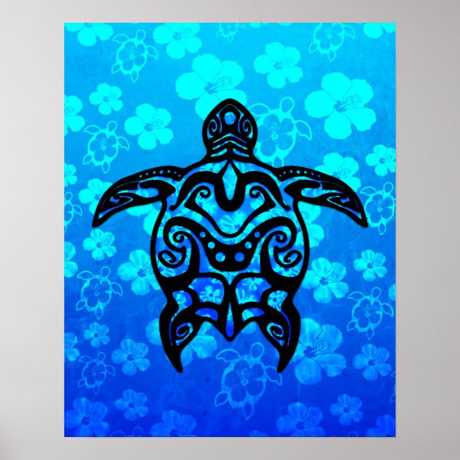 Póster Tribal Turtle Hibiscus (Frente)