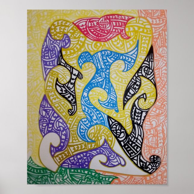 Poster Tribe2 Maori Art by Roger R Whiteside (Frente)