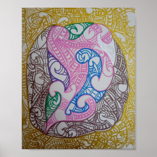 Poster Tribo3 Abstrato Maori Kowhaiwhai por RRW