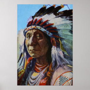 Poster Tribo vermelho principal de Oglala Lakota Sioux da