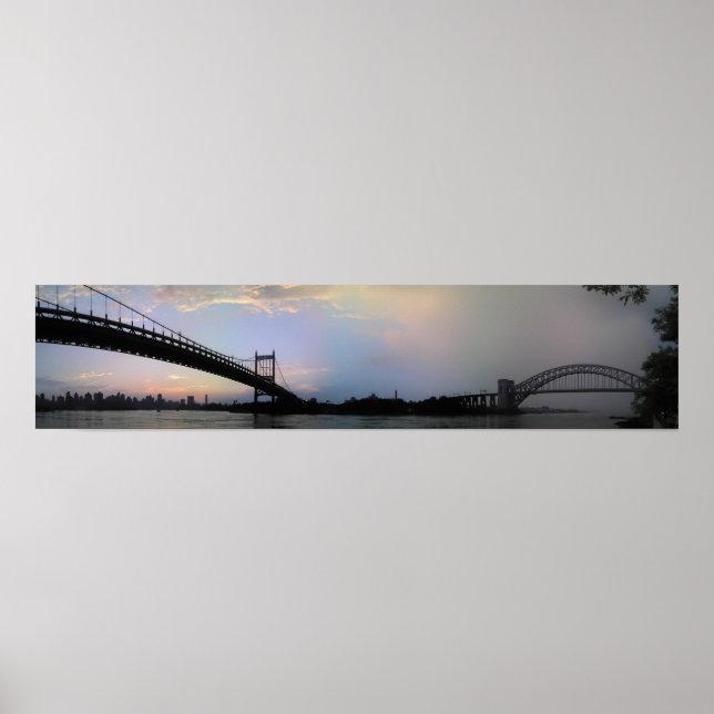 Poster Triborough and Hell Gate Bridges Panorama (Frente)