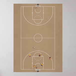Poster Tribunal Ilustrado de Basquete de cima
