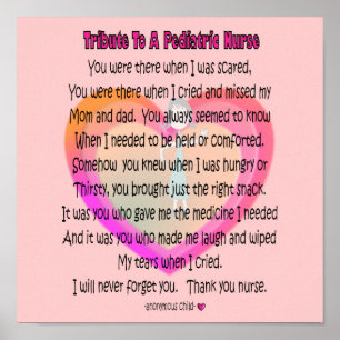 Poster Tribute to a Pediatric Nurse Poem Canvas Art