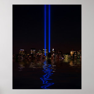Póster Tributo do World Trade Center na luz na noite