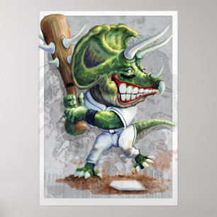 Poster Triceratops Dino Baseball