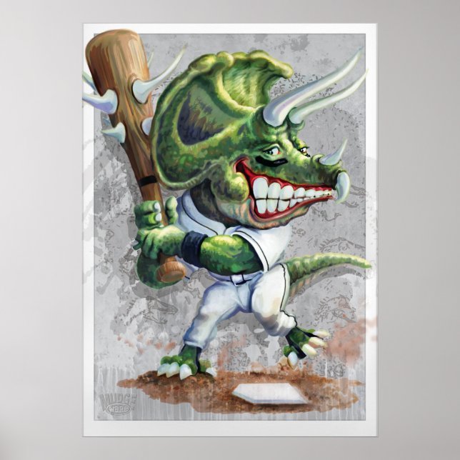 Poster Triceratops Dino Baseball (Frente)