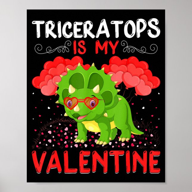 Poster Triceratops Is My Valentine Funny Triceratops Vale (Frente)