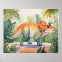 Triceratops Watercolor NurserArt