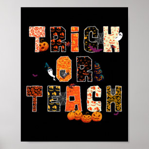 Poster Trick Or Teach Assustador Halloween Professor Esco