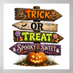 Poster Trick Or Treat Assustador & Doce Halloween