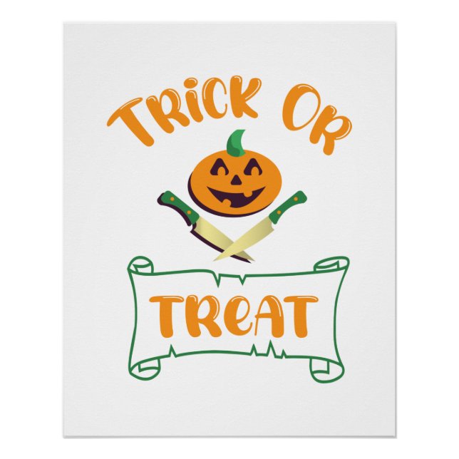 Póster Trick or treat ossos cruzados rosto de abóbora de  (Frente)